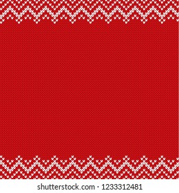 Knitted textured pattern for your design. Knitted geometric ornament background with empty place for text.