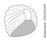 Knitted turban vector design technical flat drawing.