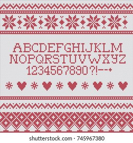 Knitted Ugly Christmas Sweater Alphabet Vector Pattern