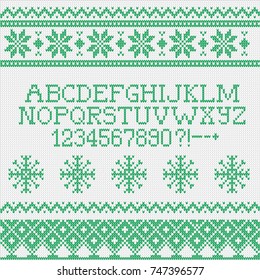 Knitted Ugly Christmas Sweater Alphabet Vector Pattern