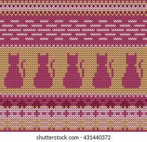 knitted varicolored seamless pattern cats