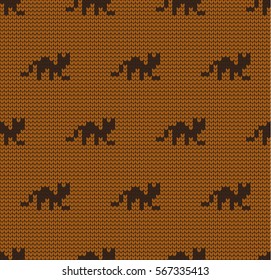 knitted varicolored seamless pattern cats
