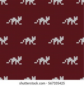 knitted varicolored seamless pattern cats