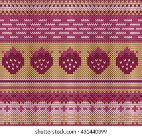 knitted varicolored seamless pattern strawberries