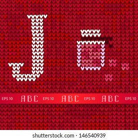 Knitted vector alphabet. Letter J with jam