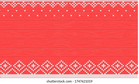 Knitted vector background. Celebration of Merry Christmas and New Year. For Holiday Greeting cards, banners, tags and labels.