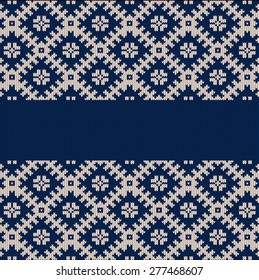 Knitted vector background pattern with wool sweater texture. 