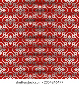 Knitted vector floral pattern, for design, decoration, sweaters