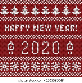 Knitted vector greeting card happy New year design
