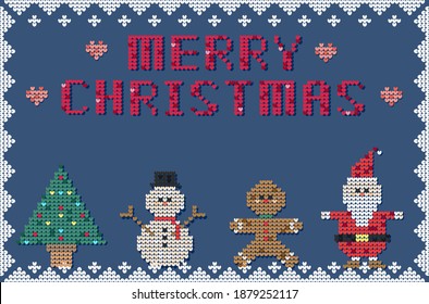 Knitted vector in Merry Christmas theme.