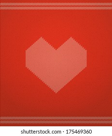 Knitted vector pattern with heart. Eps10