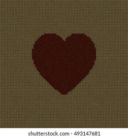 Knitted vector pattern with red heart.