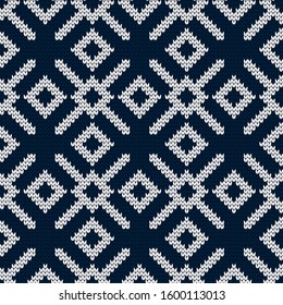 Knitted vector seamless decorative Asian pattern