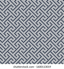 Knitted vector seamless decorative Asian pattern