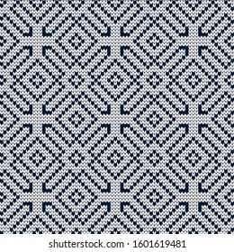 Knitted vector seamless decorative Asian pattern