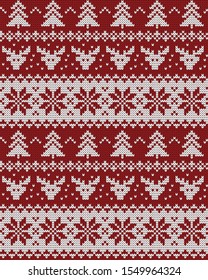 Knitted vector seamless decorative Norwegian pattern