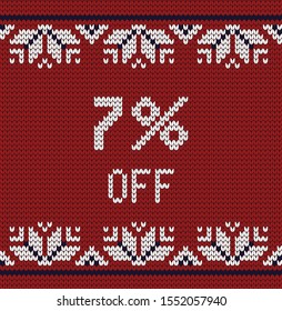 Knitted vector seamless decorative pattern, sale percent tag