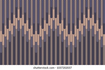 Knitted vector. Seamless pattern in the form of a zigzag. Background for decorative prints with imitation of a knitted sweater. Simple geometric in modern theme.