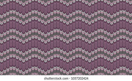 Knitted vector. Seamless pattern in the form of a waves. Background for decorative prints with imitation of a knitted sweater. Simple geometric in modern theme.