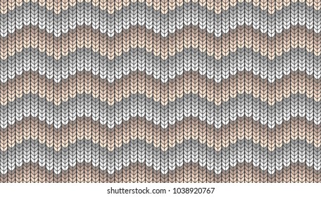 Knitted vector. Seamless pattern in the form of a waves. Background for decorative prints with imitation of a knitted sweater. Simple geometric in modern theme.