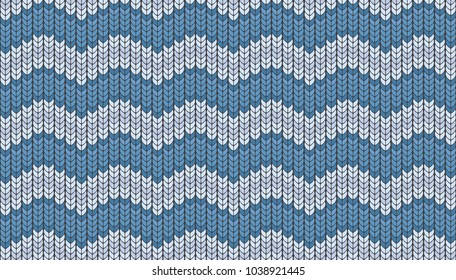 Knitted vector. Seamless pattern in the form of a waves. Background for decorative prints with imitation of a knitted sweater. Simple geometric in modern theme.