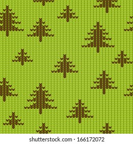 Knitted Vector Seamless Pattern with Trees