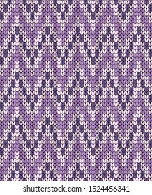 Knitted vector seamless pattern zigzag for sweater or plaid design