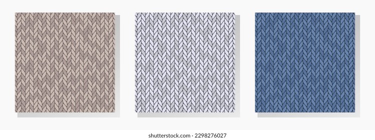 Knitted vector seamless patterns collection. Best for textile, wrapping paper, package and home decoration.