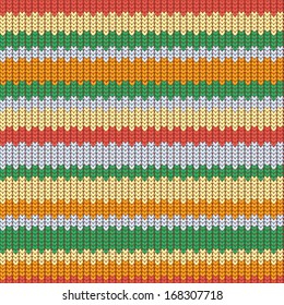 Knitted Vector Seamless Striped Colorful Pattern Background