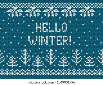 Knitted vector winter decorative background