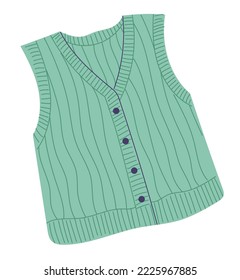 Knitted vest element of winter clothes and outerwear
