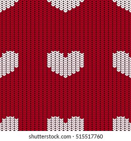 Knitted warm and cozy seamless pattern with heart