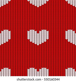 Knitted warm and cozy seamless pattern with heart