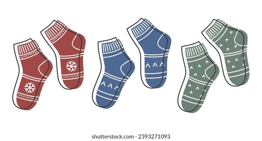 Knitted warm socks. Vector illustration