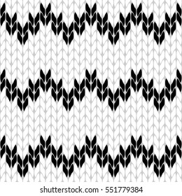 Knitted white and black background pattern triangle isolated vector
