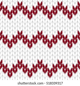 Knitted white and dark red background pattern triangle isolated vector 