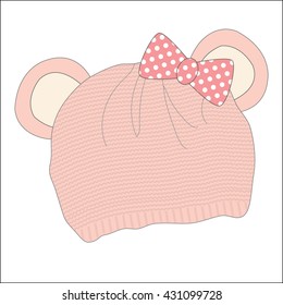 Knitted winter cap. Set winter hat isolated