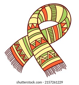 Knitted winter clothes, vector illustration. Skarf with pattern