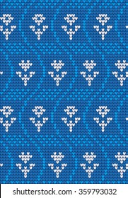 knitted winter flower pattern vector