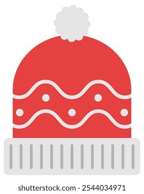Knitted winter hat flat icon isolated on white background.
