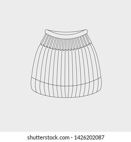 Knitted winter hat outline icon isolated on neutral background. Vector illustration of hat with cutout for dreadlocks.