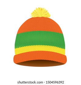 Knitted winter hat. vector illustration