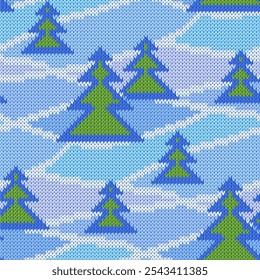 Patrón sin fisuras de paisaje de invierno tejido