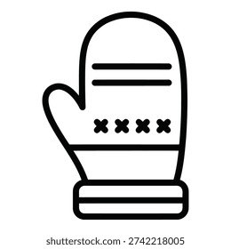 Knitted Winter Mitten Icon Vector - Cozy Handwear for Cold Weather
