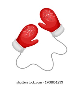 Knitted Winter Pair of Mittens as Seasonal Garment Covering Hand Vector Illustration