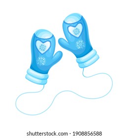 Knitted Winter Pair of Mittens as Seasonal Garment Covering Hand Vector Illustration