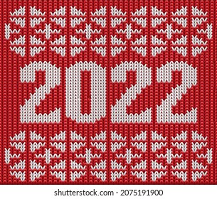 Knitted winter scanrinavian pattern New 2022 year. vector illustration