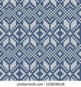 Knitted winter seamless jacquard pattern. Northern  style. Vector illustration.