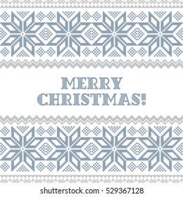 Knitted winter traditional Christmas background with scandinavian ornament