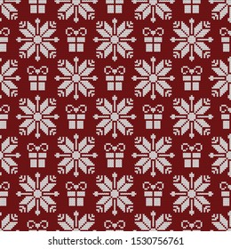 Knitted winter vector seamless decorative pattern gifts
